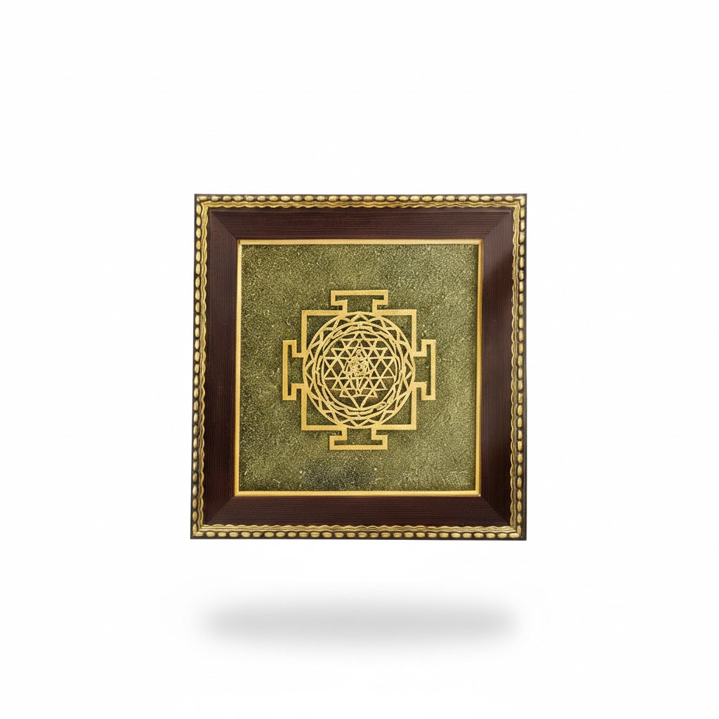 Shree Yantra on Raw Pyrite Frame