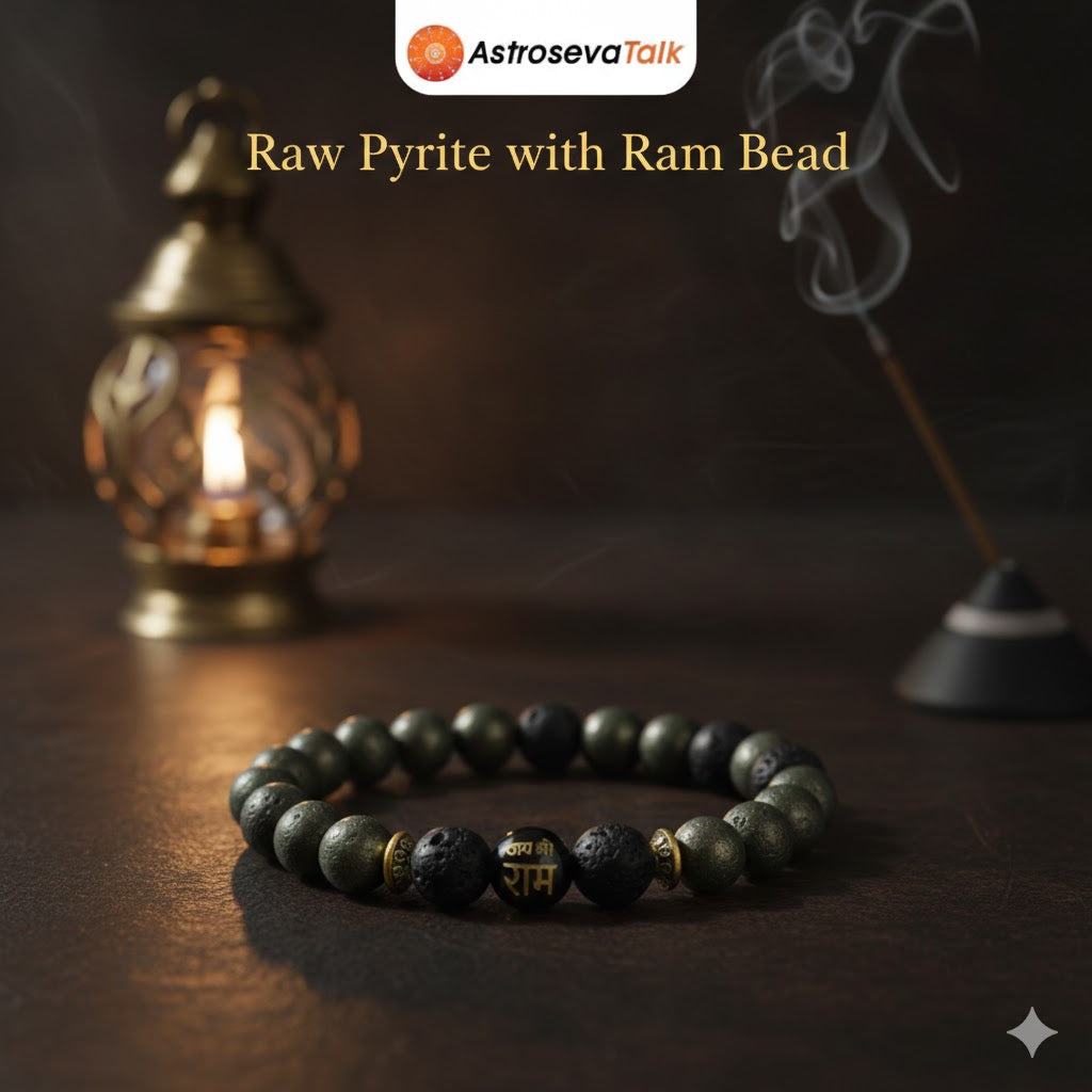 Raw Pyrite with Ram Bead