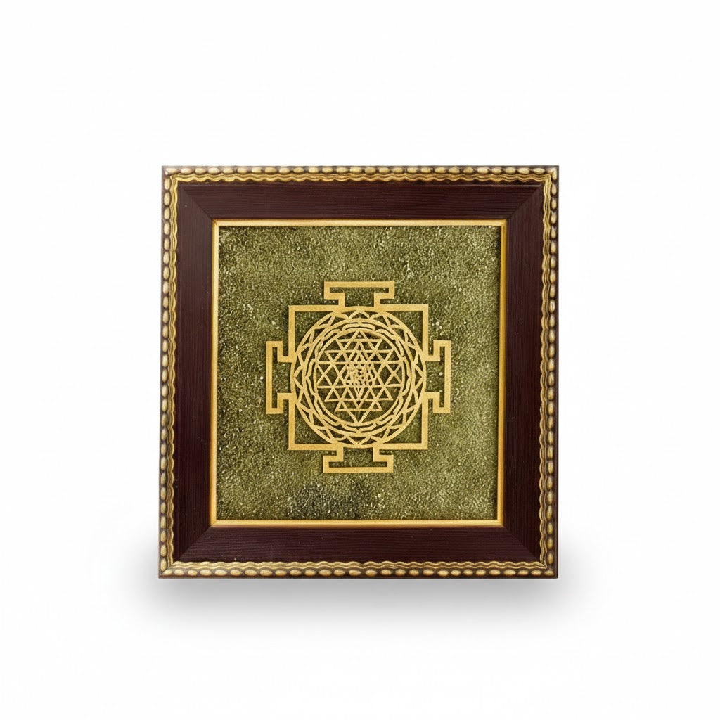 Siddh Shree Yantra on Raw Pyrite Frame