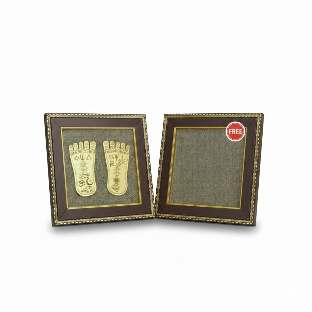 Lakshmi Charan Paduka Frame with FREE Raw Pyrite Dust Frame