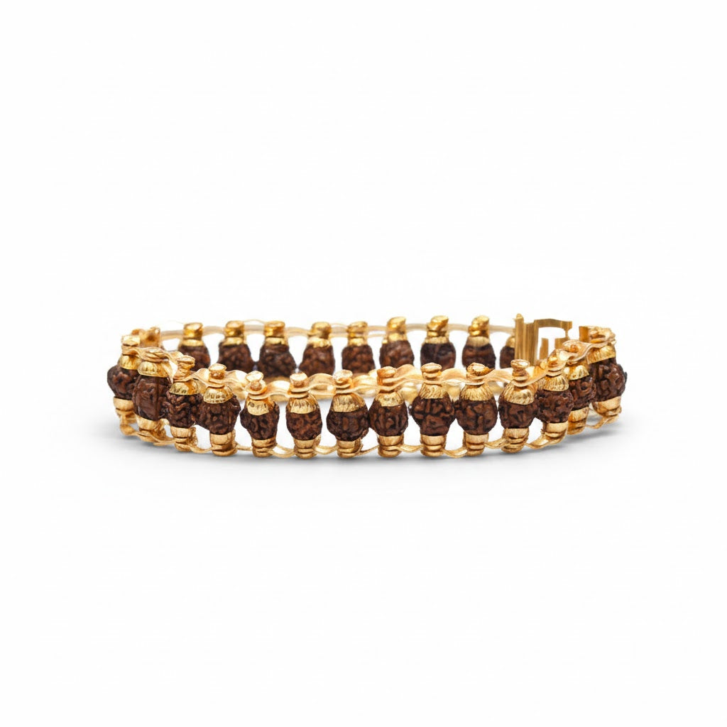 Healing Rudraksh Bracelet with Gold Protection