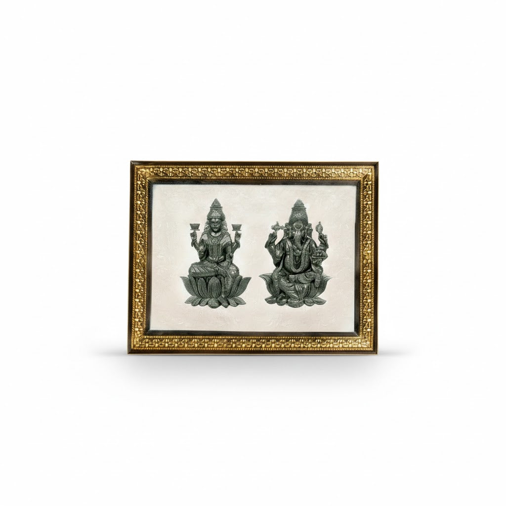 Lakshmi Ganesh Ji Shakti Frame on Selenite Plate