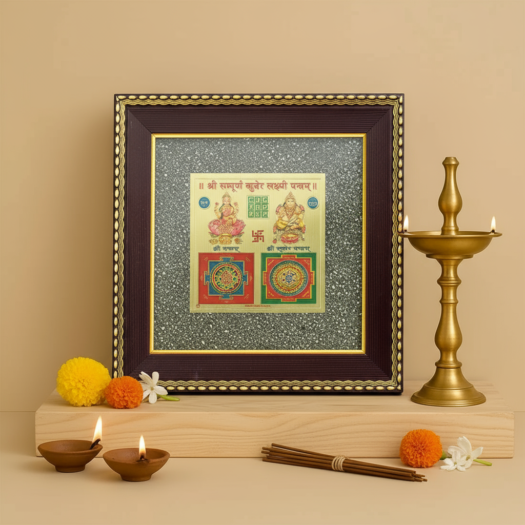 Siddh Lakshmi Kuber Yantra on Pyrite Frame