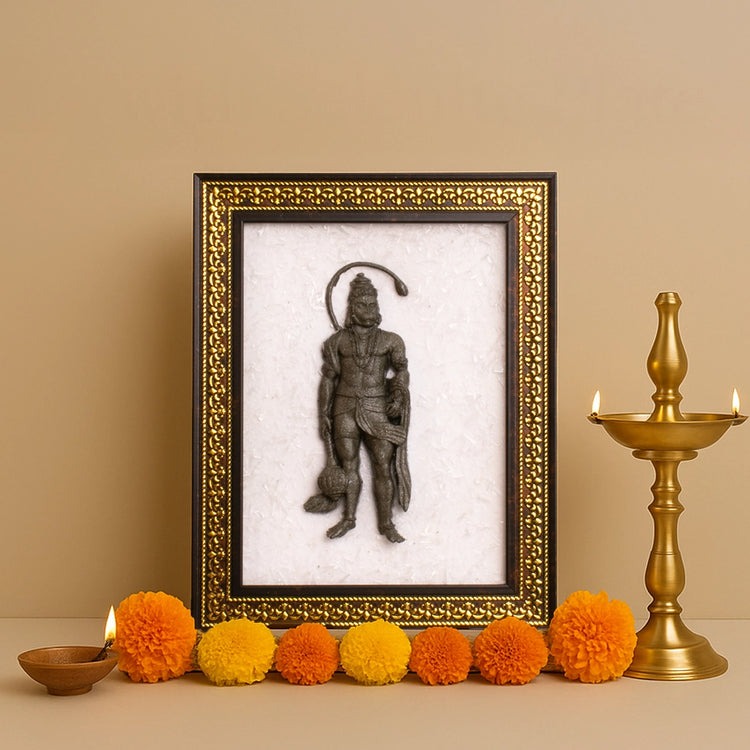 Siddh Pyrite Hanuman Ji on Selenite Frame