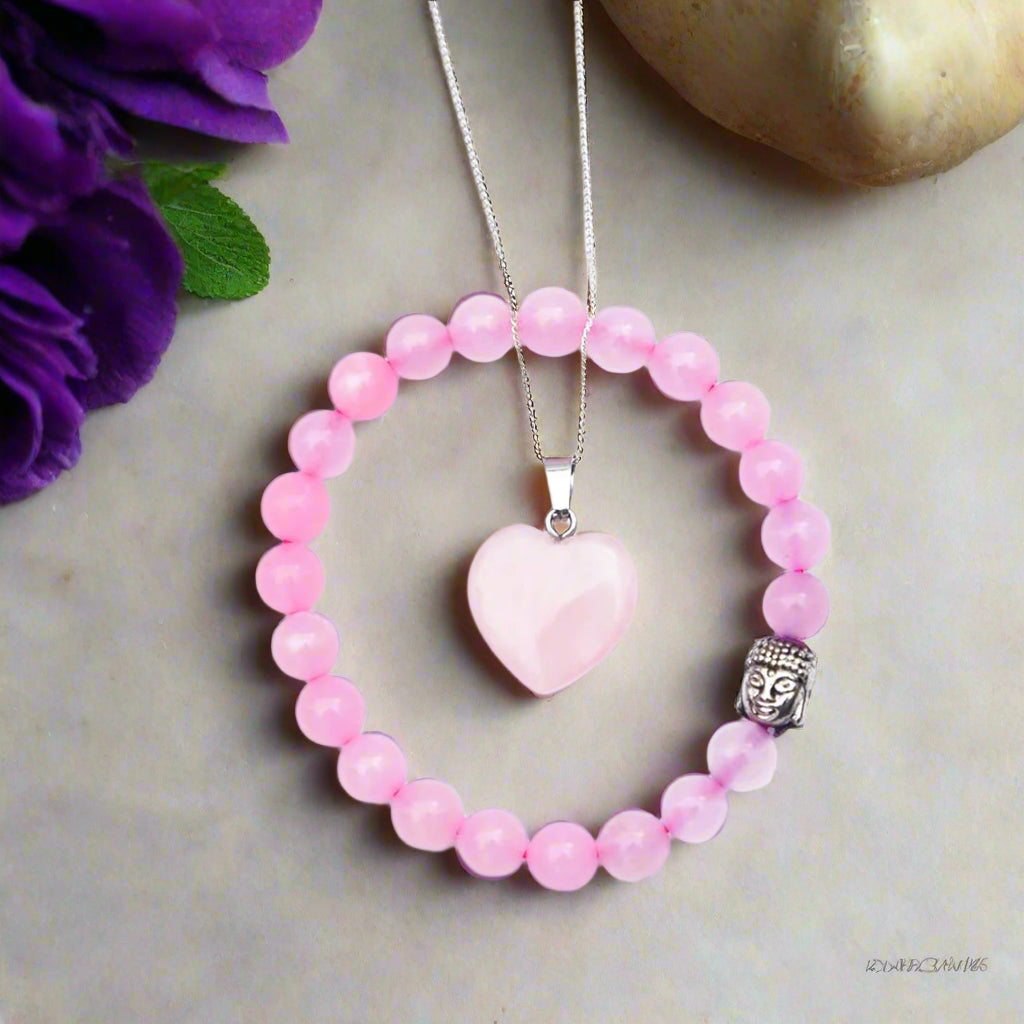 Astrotalk Ultimate Love Bracelet and Pendant Combo | Rose Quartz for Women | Crystals for Love & Harmony | Astrology Bracelet For Women | Certificate of Authenticity | Valentine Gift For Girlfriend