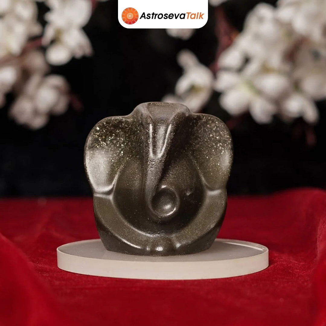 Pyrite Ganesh Ji Murti with FREE Selenite Plate