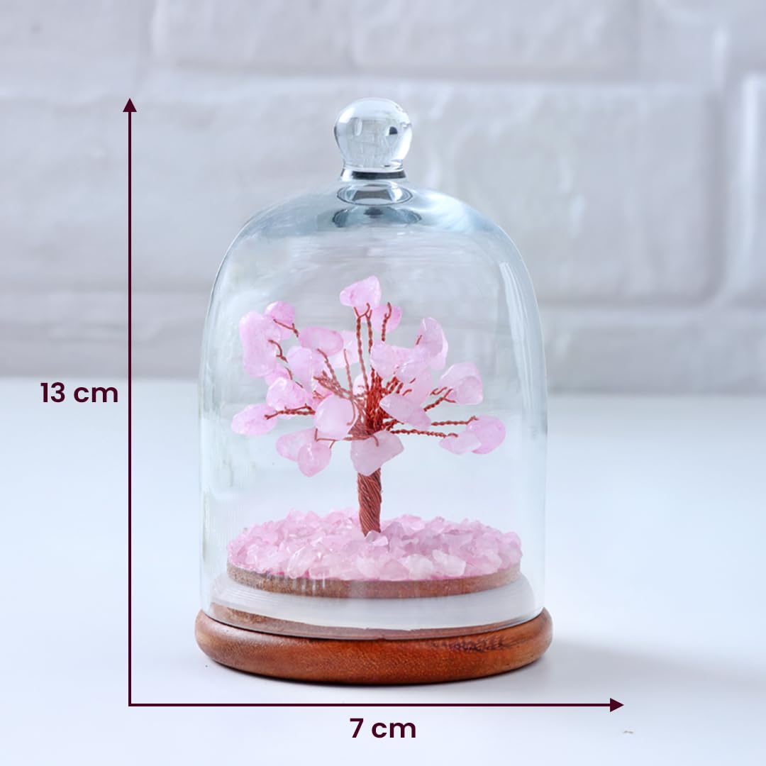 Astrotalk Rose Quartz Dome Crystal Tree | Nurture Bonds & Inner Peace | Feng Shui Items for Good Luck | Home Decor for Living Room & Office | Housewarming Gifts | Aesthetic Home Decor Items