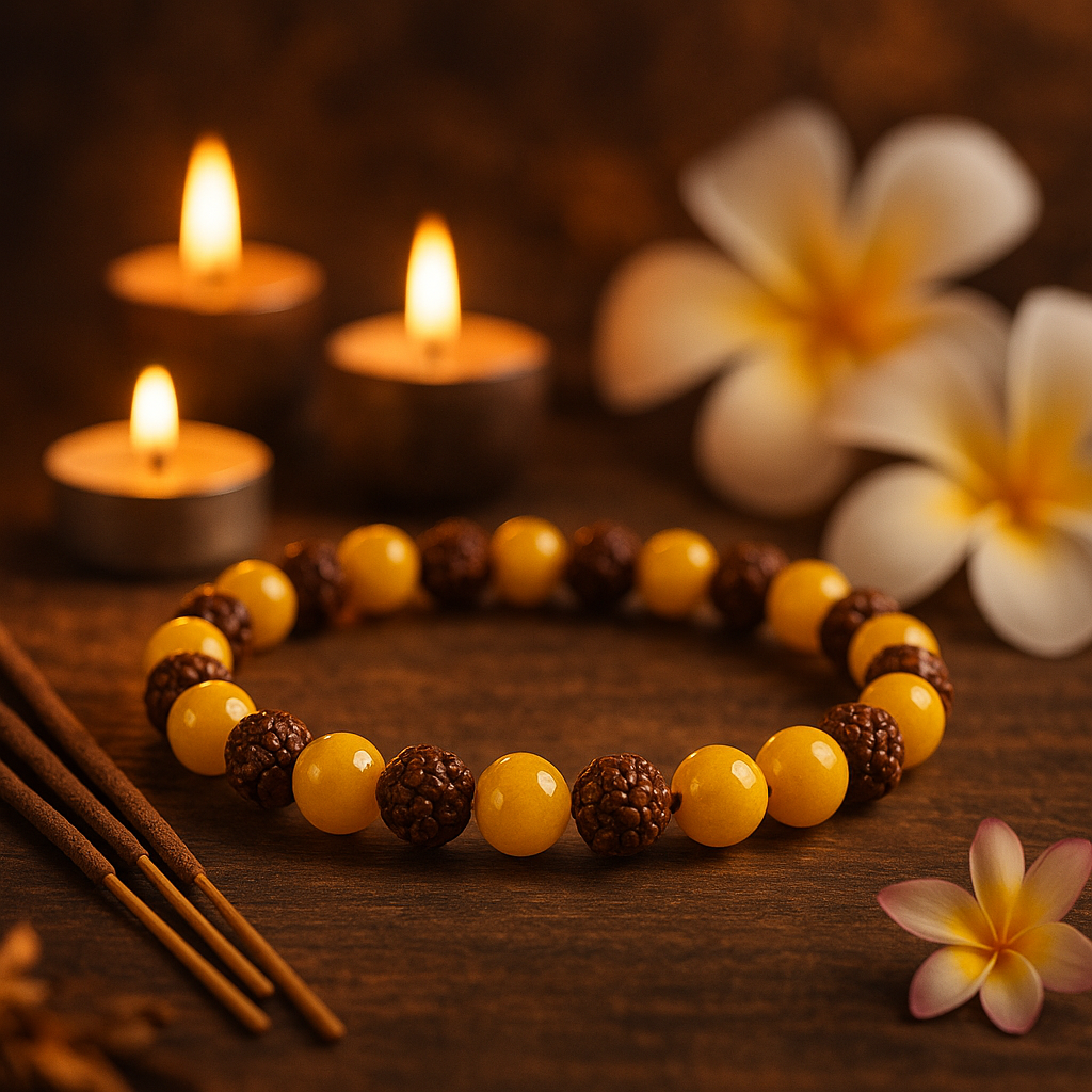 5 Mukhi Rudraksha Yellow Aventurine Bracelet