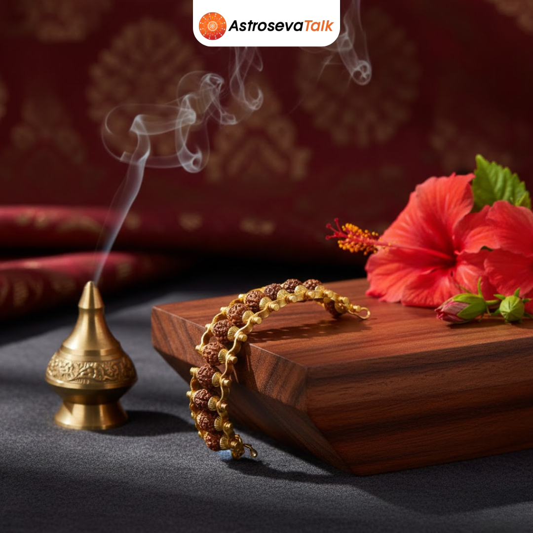 Healing Rudraksh Bracelet with Gold Protection