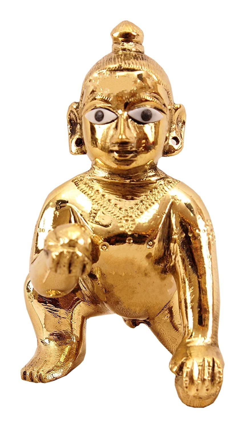 Pujahome vrindavan laddu Gopal Idol Murti Pure Metal Bal Gopal for Home mandir Thakur Ji Ladoo Gopal (Size 0)