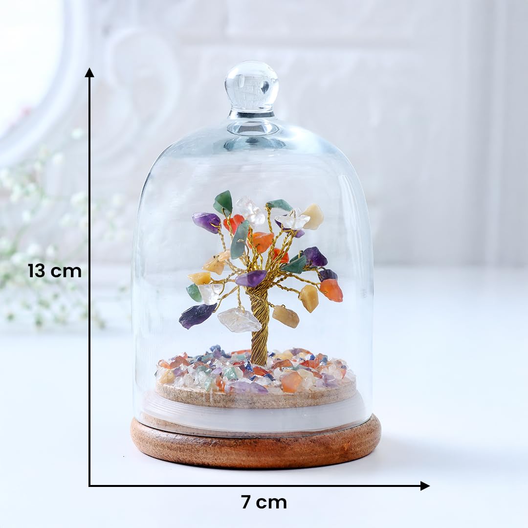 Astrotalk 7 Chakra Crystal Dome Tree | Align Chakras & Elevate Energy | Feng Shui Items for Good Luck | Home Decor for Living Room & Office | Housewarming Gifts | Aesthetic Home Decor Items