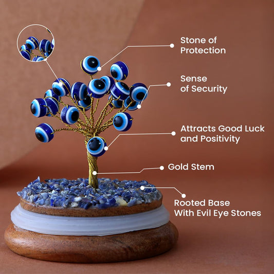 Astrotalk Evil Eye Crystal Dome Tree | Protects from Negative Energy | Feng Shui Items for Good Luck | Home Decor for Living Room & Bedroom | Housewarming Gifts | Aesthetic Home Decor Items