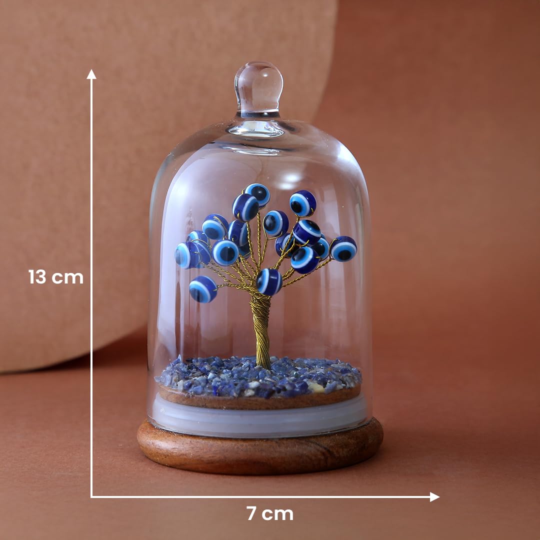 Astrotalk Evil Eye Crystal Dome Tree | Protects from Negative Energy | Feng Shui Items for Good Luck | Home Decor for Living Room & Bedroom | Housewarming Gifts | Aesthetic Home Decor Items