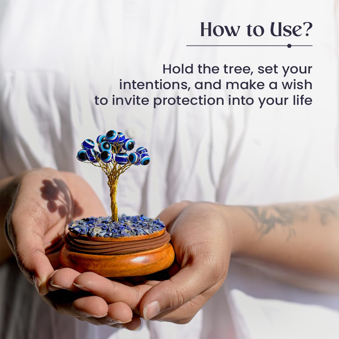 Astrotalk Evil Eye Crystal Dome Tree | Protects from Negative Energy | Feng Shui Items for Good Luck | Home Decor for Living Room & Bedroom | Housewarming Gifts | Aesthetic Home Decor Items