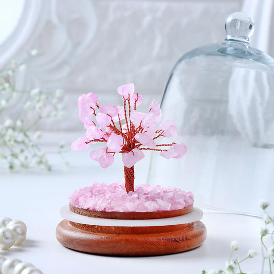 Astrotalk Rose Quartz Dome Crystal Tree | Nurture Bonds & Inner Peace | Feng Shui Items for Good Luck | Home Decor for Living Room & Office | Housewarming Gifts | Aesthetic Home Decor Items