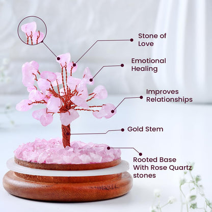 Astrotalk Rose Quartz Dome Crystal Tree | Nurture Bonds & Inner Peace | Feng Shui Items for Good Luck | Home Decor for Living Room & Office | Housewarming Gifts | Aesthetic Home Decor Items