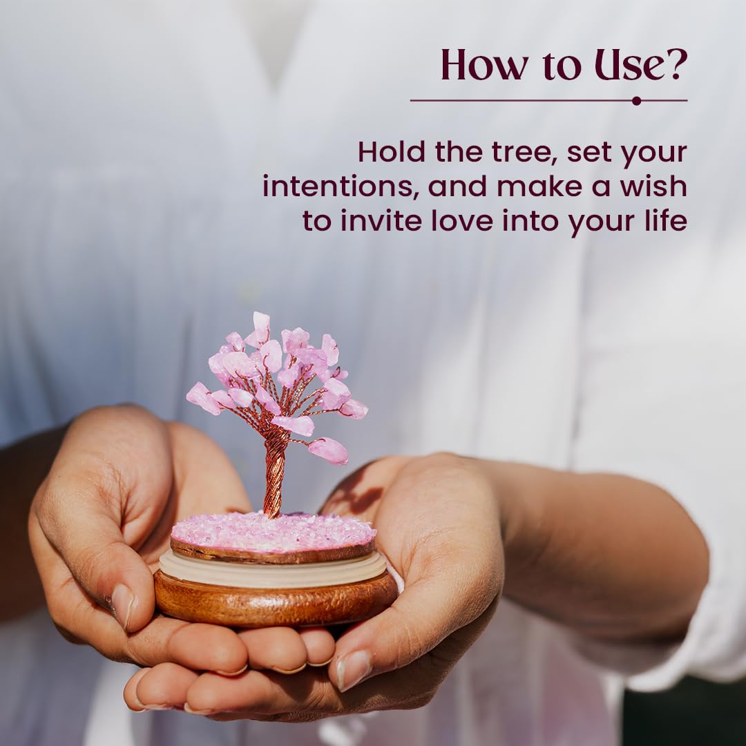 Astrotalk Rose Quartz Dome Crystal Tree | Nurture Bonds & Inner Peace | Feng Shui Items for Good Luck | Home Decor for Living Room & Office | Housewarming Gifts | Aesthetic Home Decor Items