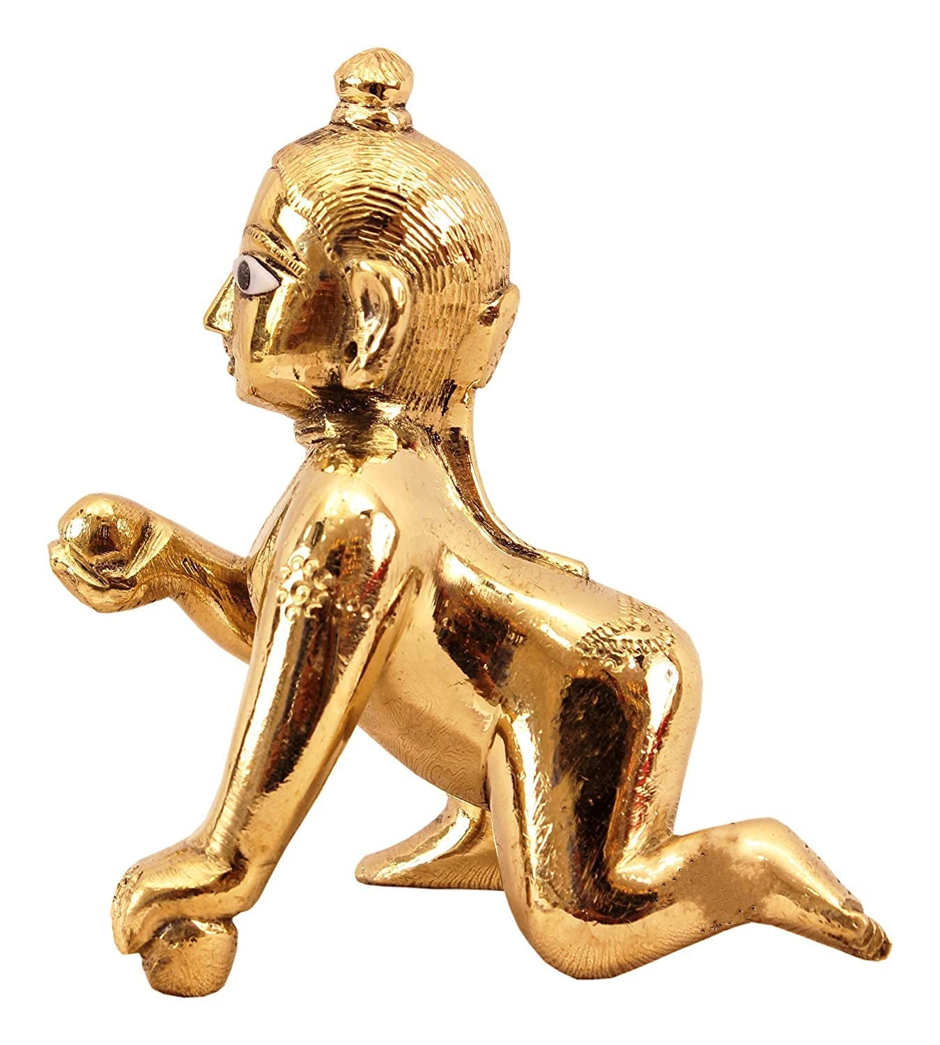 Pujahome vrindavan laddu Gopal Idol Murti Pure Metal Bal Gopal for Home mandir Thakur Ji Ladoo Gopal (Size 0)