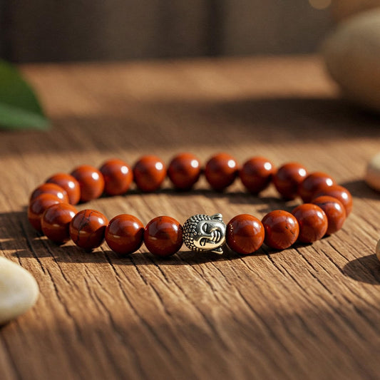Astrotalk Red Jasper Bracelet Original Certified | Strength, Stability & Grounding Energy | Certified Healing Crystal Astrology Bracelet for Men & Women