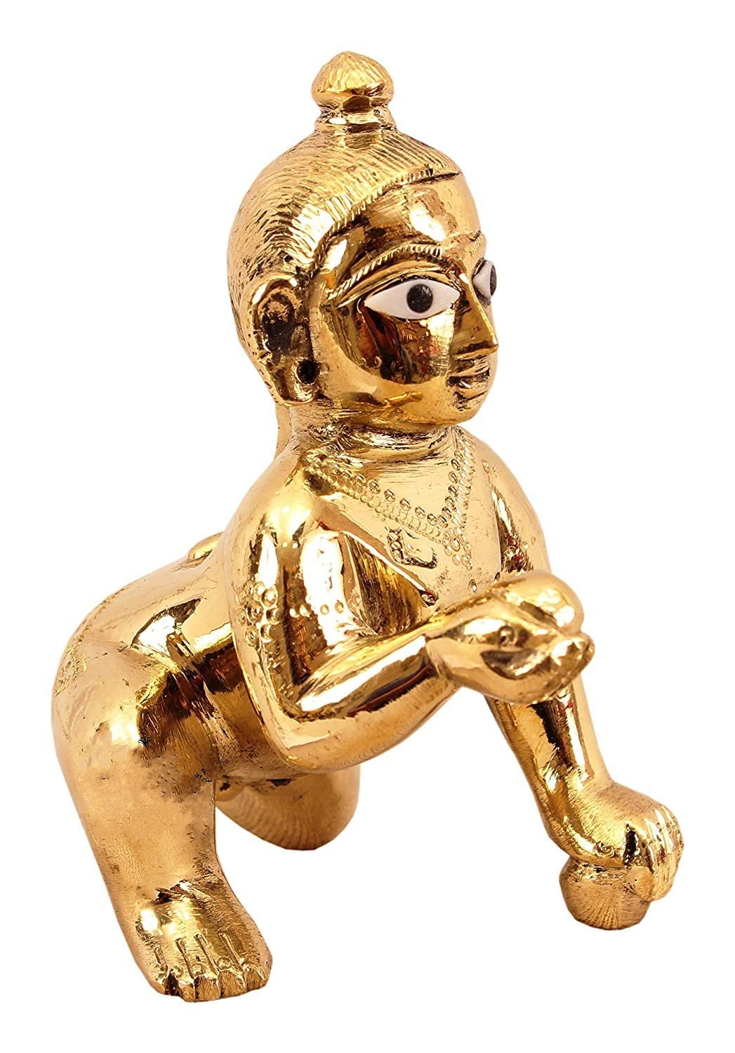 Pujahome vrindavan laddu Gopal Idol Murti Pure Metal Bal Gopal for Home mandir Thakur Ji Ladoo Gopal (Size 0)