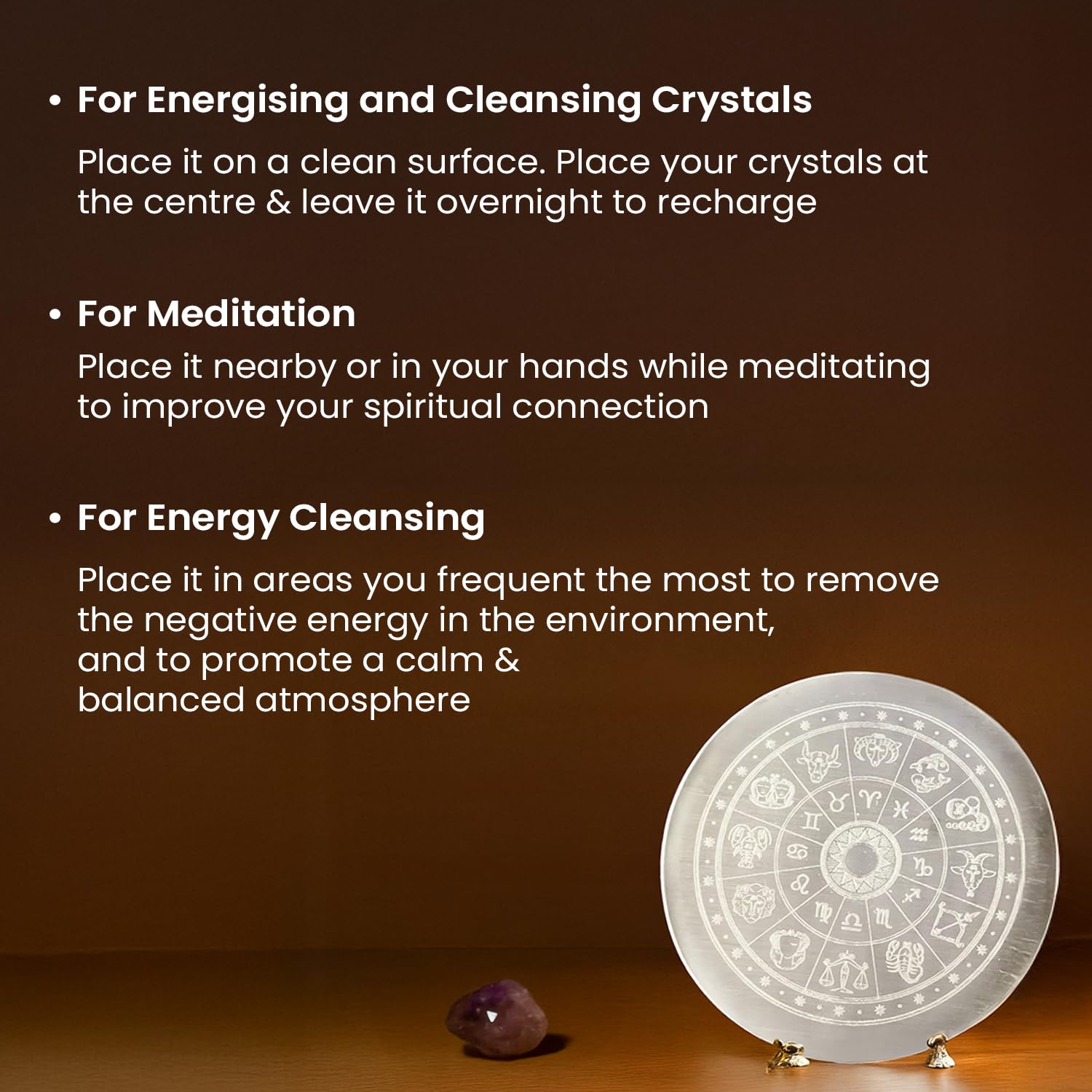 Astrotalk Selenite Charging Plate for Crystals | Purify & Amplify Energy | Crystal Cleansing & Recharging | Boosts Clarity & Intuition | Spiritual Gifts for Healing