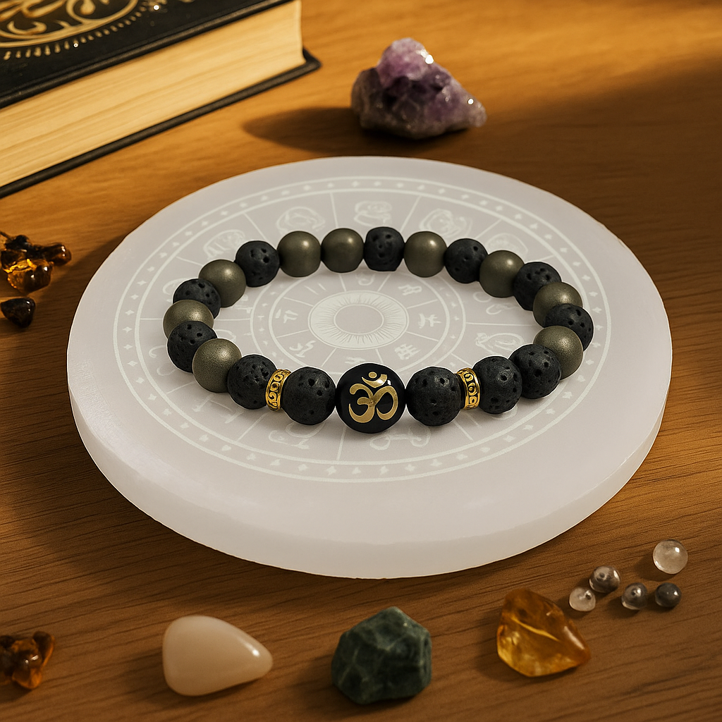 OM Pyrite Wealth Combo with Selenite Plate