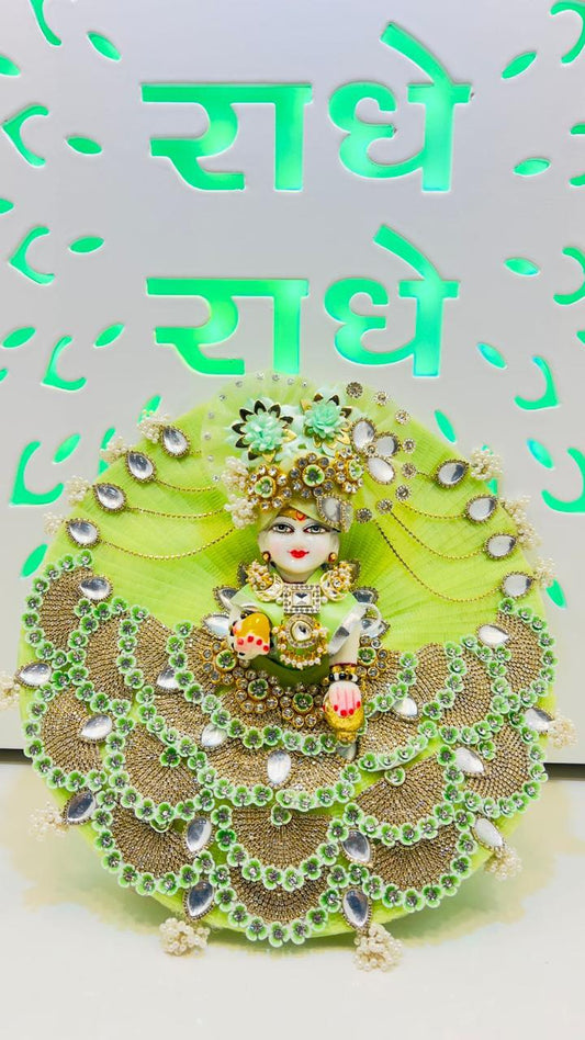 Astrosevatalk Gopal Ji Lime Green Pearl Embroidery Dress