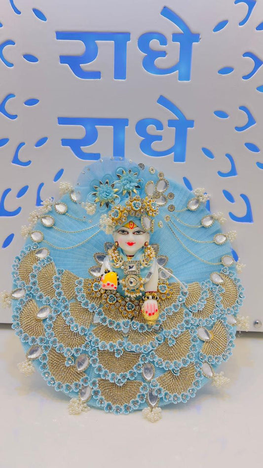 Astrosevatalk Gopal Ji Sky Blue Pearl Designer Dress
