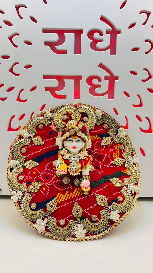 Astrosevatalk Gopal Ji Royal Red Bandhej Pearl Dress
