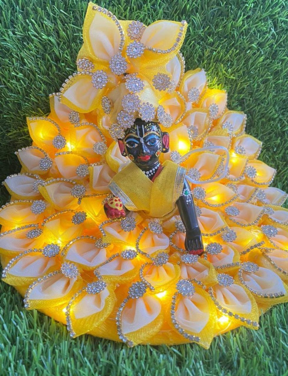 Astrosevatalk Gopal Ji Yellow Blossom LED Shringar Dress