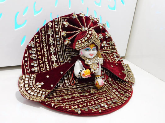 Astrosevatalk Gopal Ji Maroon Royal Pearl Shringar Dress