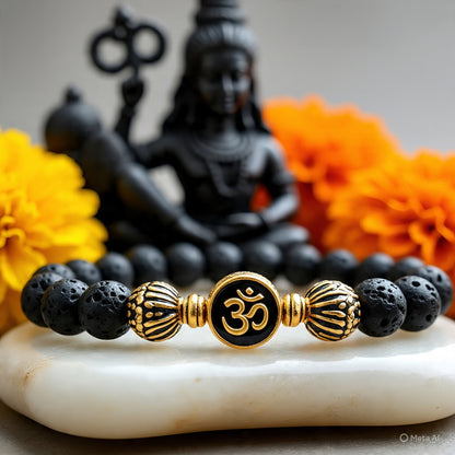 Raw Pyrite with Om Bead