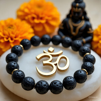 Raw Pyrite with Om Bead