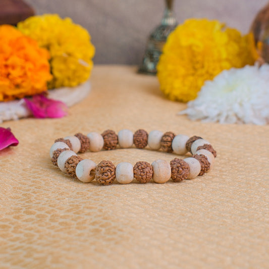 5 Mukhi Rudraksha with Tulsi Bracelet