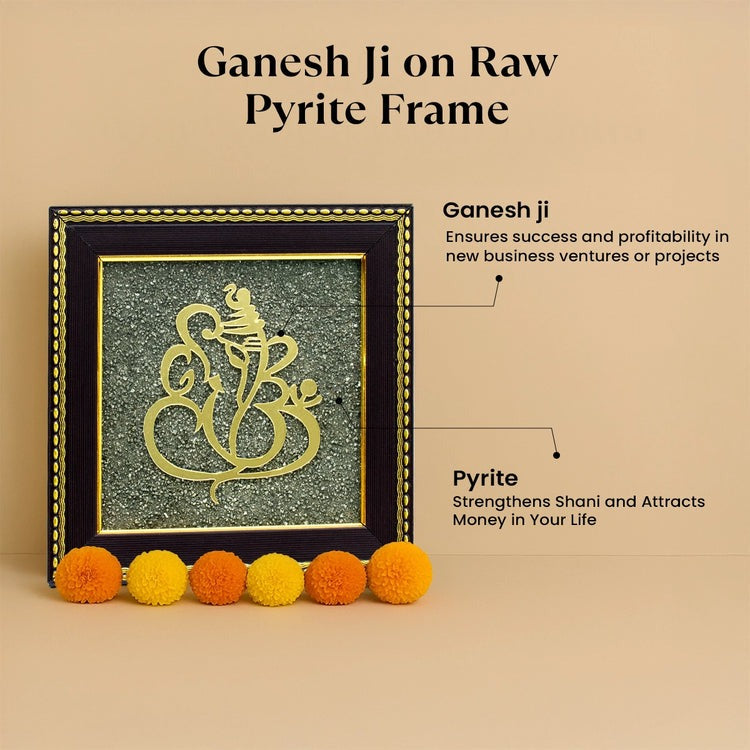 Ganesh Ji on Raw Pyrite Frame