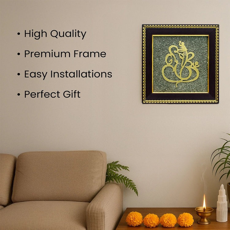 Ganesh Ji on Raw Pyrite Frame