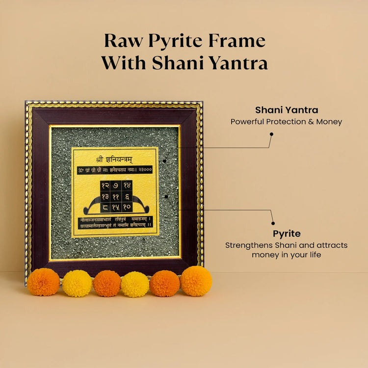 Siddh Shani Yantra on Raw Pyrite Frame