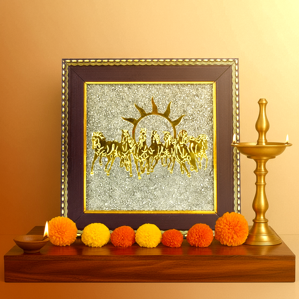 7 Horses on Raw Pyrite Frame