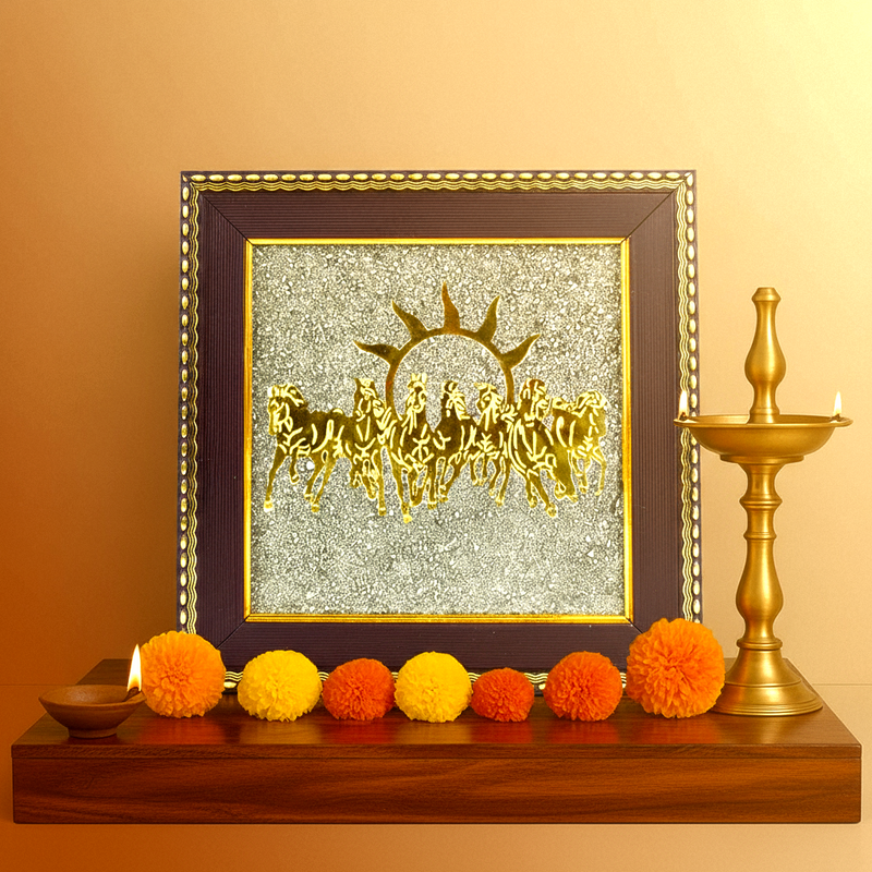 7 Horses on Raw Pyrite Frame