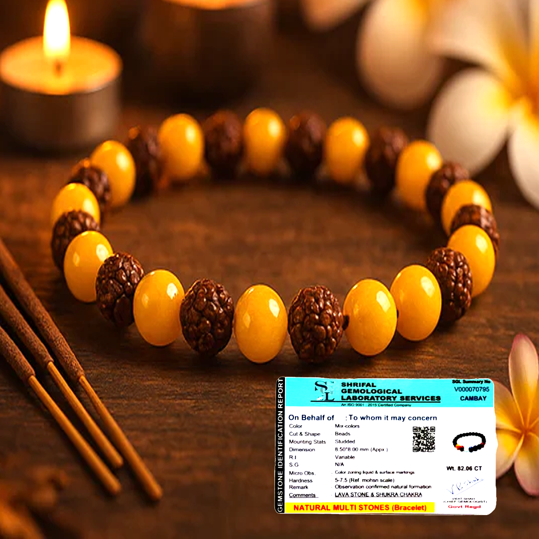 5 Mukhi Rudraksha Yellow Aventurine Bracelet