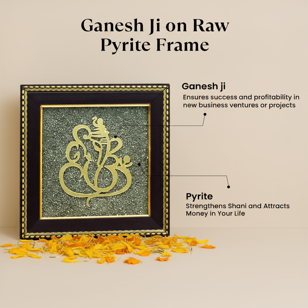 Ganesh Ji on Raw Pyrite Frame