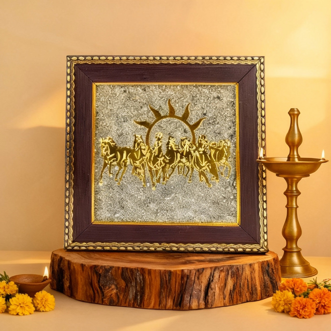 7 Horses on Raw Pyrite Frame Buy 2 Get 1 Free