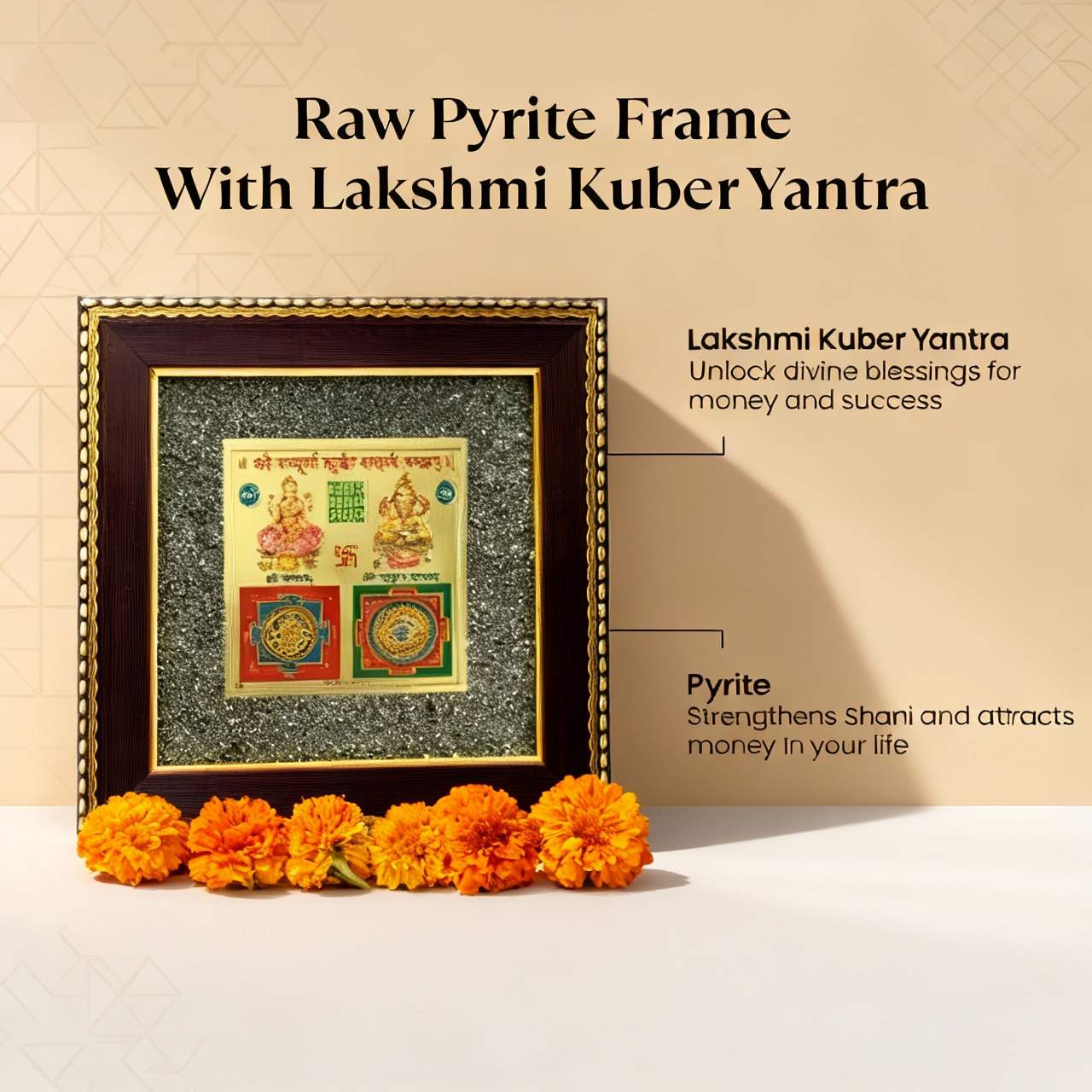 Siddh Lakshmi Kuber Yantra on Pyrite Frame