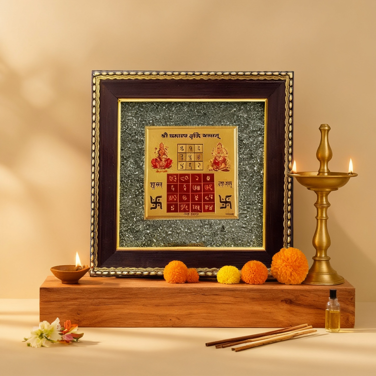 Siddh Vyapar Vridhhi Yantra on Pyrite Frame