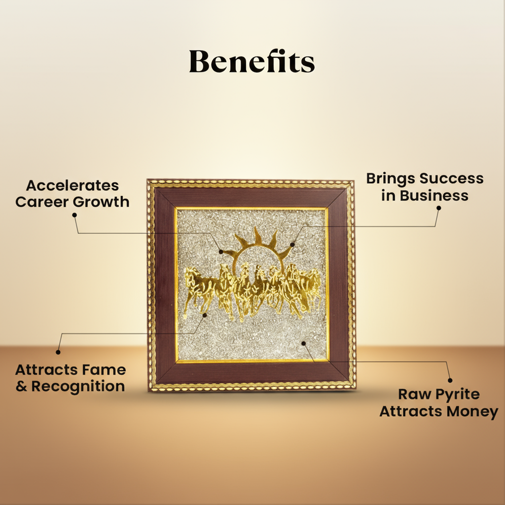 7 Horses on Raw Pyrite Frame