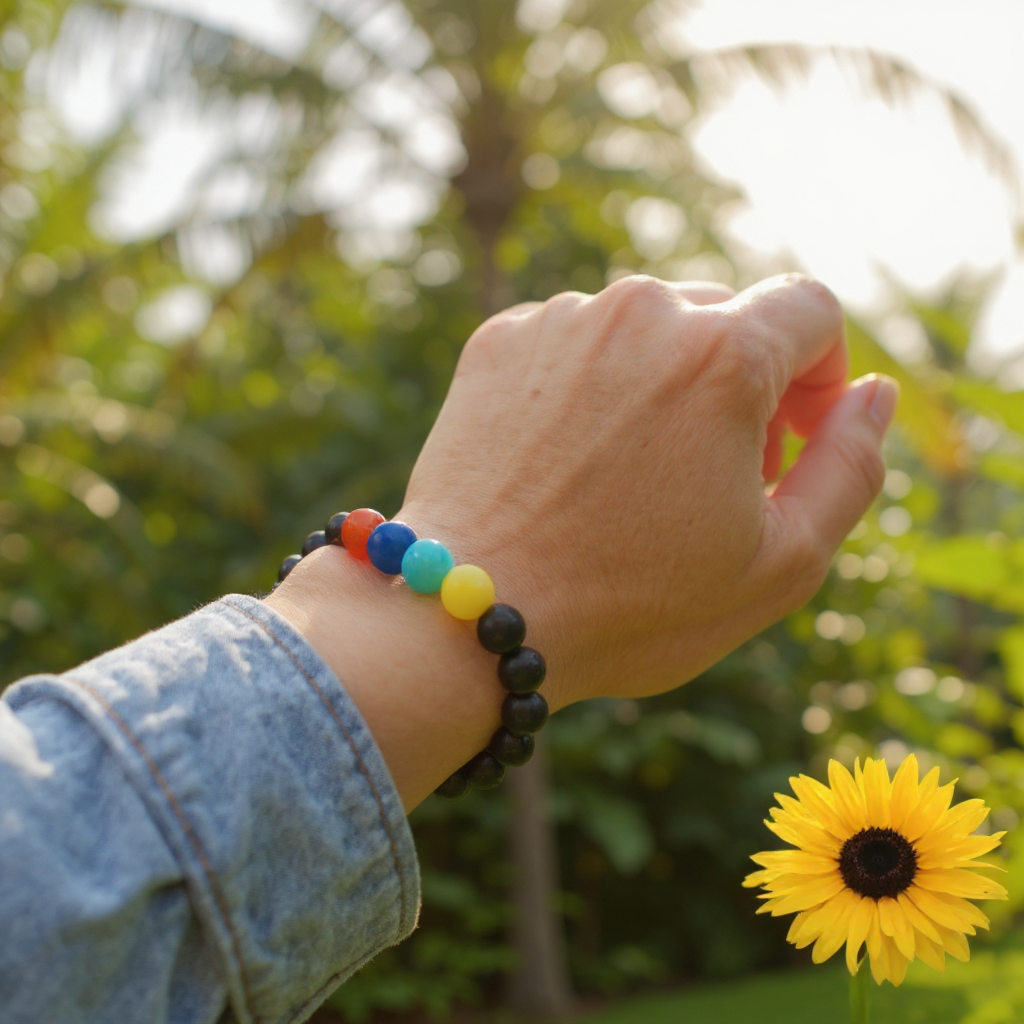 7 Chakra Lava Bracelet