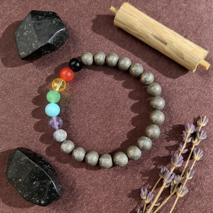 7 chakra with Pyrite
