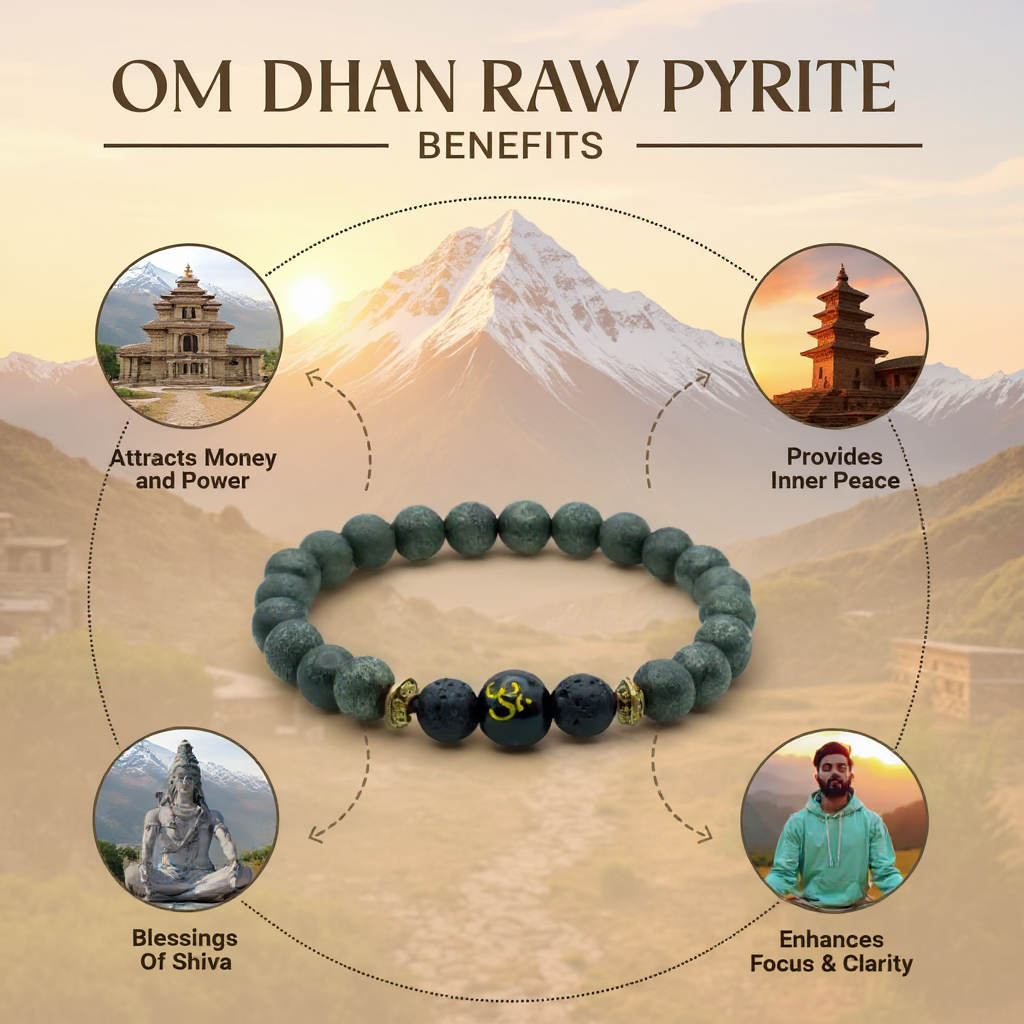 Raw Pyrite with Om Bead