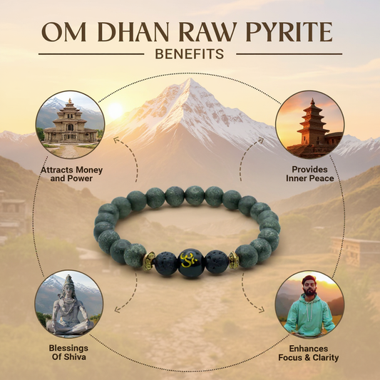 Raw Pyrite with Om Bead