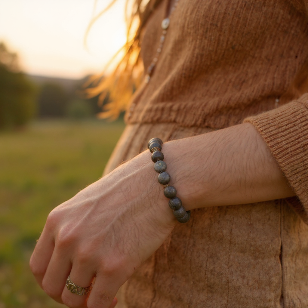 Raw Pyrite with Om Bead